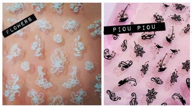 Stickers birds and flowers Manucure de folie : black birds and white flowers