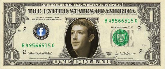 2011 06 29 1DollarBillFaceBook2 Facebook entre en bourse avec une valorisation de 104 milliards de dollars