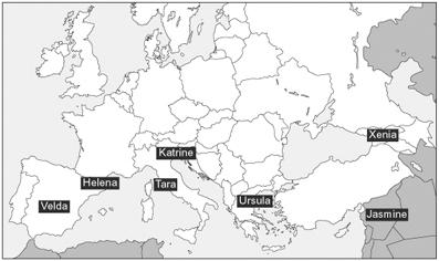 Répartition géographique des sept clans, ou haplogroupes de l'ADNmt