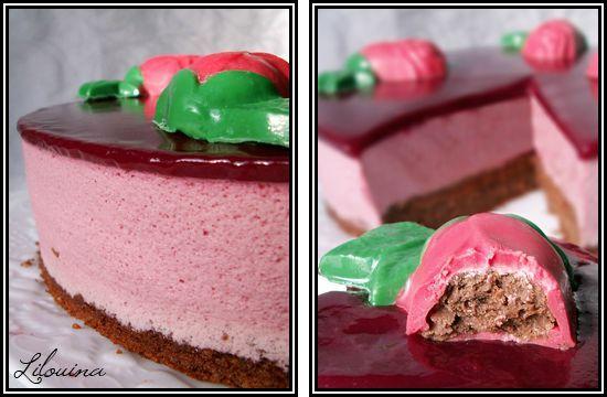 Bavarois à la framboise sur gâteau au chocolat... bavaroisframboise03