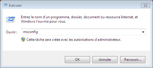 Commande Exécuter Optimiser le démarrage de son pc