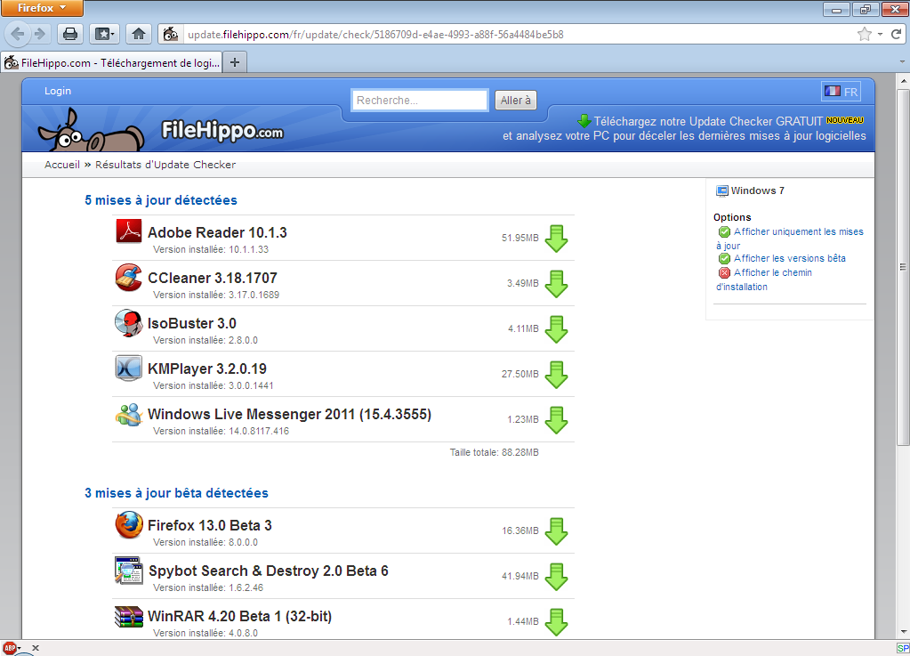 Exemple d'une page Filehippo filehippo mettre à jour