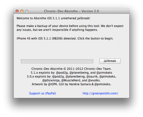 [Tuto MAC] Jailbreak (Untethered) iPhone / iPad sous iOS 5.1.1 avec Absinthe 2.0.2...