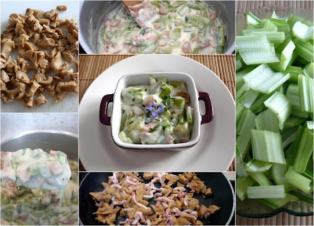 Côtes de blettes à la béchamel champignons-lardons Côtes de blettes à la béchamel champignons-lardons