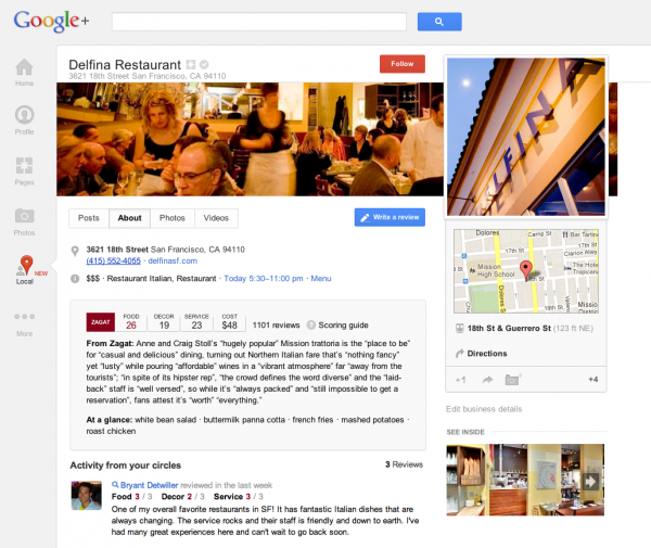 Google + Local1 600x505 Google+ Local : partagez vos critiques de restaurants entre amis