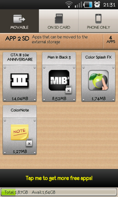 App2SD – Gagnez de la mémoire, déplacez vos applis sur la carte SD