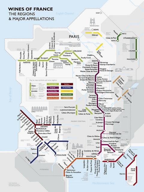 Plan de métro des vins de France