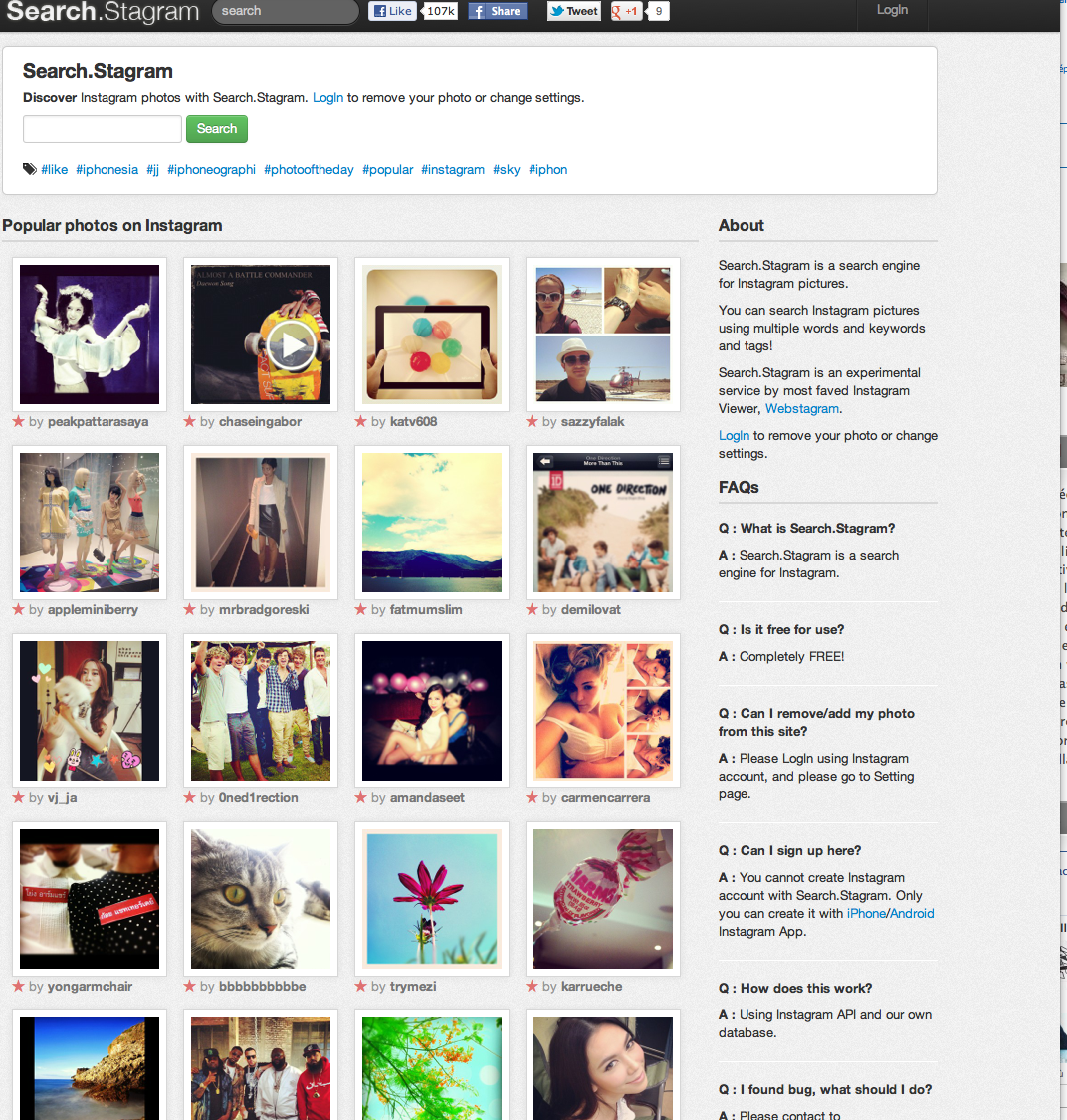 Search Stragram: le moteur de recherche Instagram Screeny Shot 5 juin 2012 10.05.241 Search Stragram: le moteur de recherche Instagram