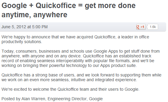 Google + Quickoffice
