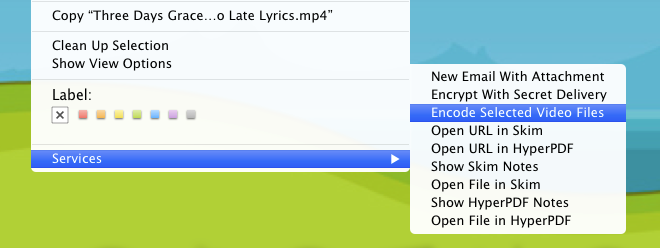 Encoder des vidéos ou extraire une piste audio avec Mac Finder Encode Selected Videos Files