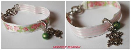 bracelet romantique ruban rose et vert le chat