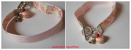 bracelets rubans rose et donuts petits chat romantique
