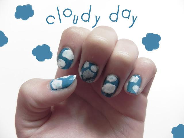 cloudy nail art (using swab) - nail art nuages (technique du coton-tige)
