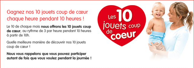Fisher Price: Tentez de gagner 3 jouets par heure tous les 10 du mois. Fisher Price: Tentez de gagner 3 jouets par heure tous les 10 du mois.