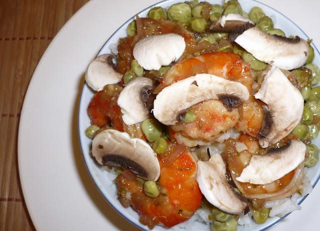 Crevettes aux saveurs d'ailleurs et riz parfumé Crevettes aux saveurs d'ailleurs et riz parfumé