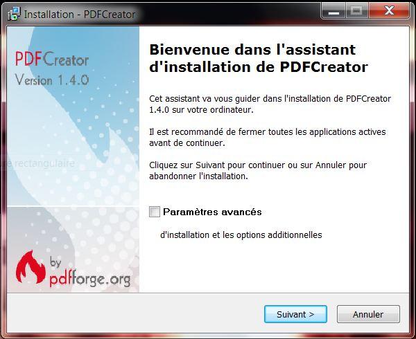 Installation PDF Creator pdf creator