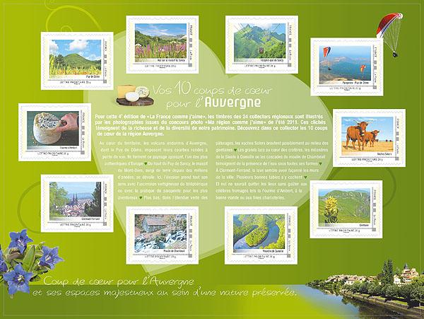 co_10tp_auvergne_lfcjm_2012_grande Collection 2012 de timbres : « L’Auvergne comme j’aime »