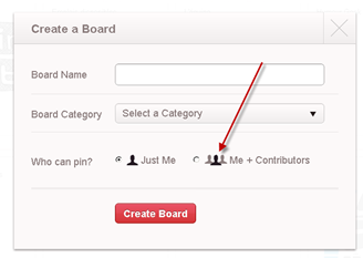 Contributeurs au board sur Pinterest 