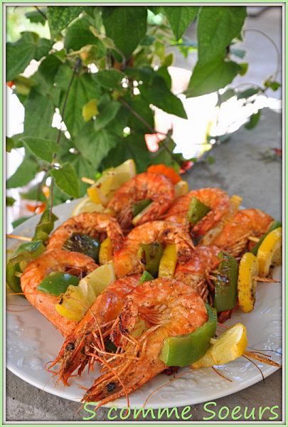 Brochettes de Gambas marinées au poivron et au citron Viandes 0253-001