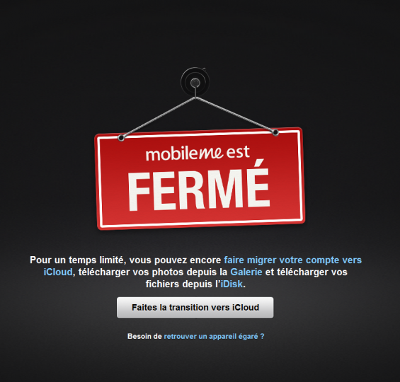 Capture MobileMe c’est fini…