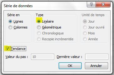 Fill 4 EXCEL: PROJETER UNE TENDANCE LINÉAIRE