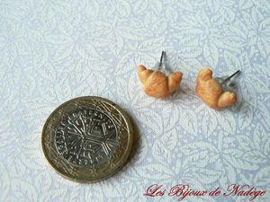Boucles d'oreilles puces croissant et pain au chocolat en fimo P1240493