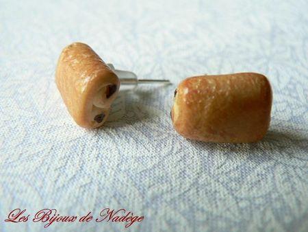 Boucles d'oreilles puces croissant et pain au chocolat en fimo P1240496