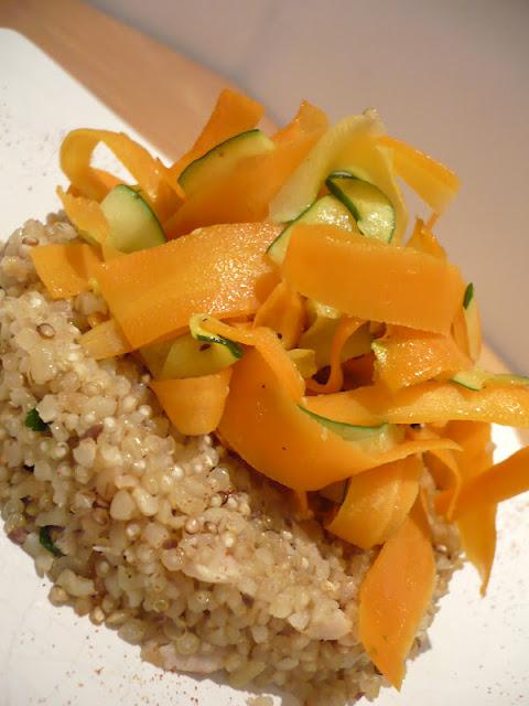 Boulgour-quinoa à la sardine et tagliatelles de légumes Boulgour-quinoa à la sardine et tagliatelles de légumes
