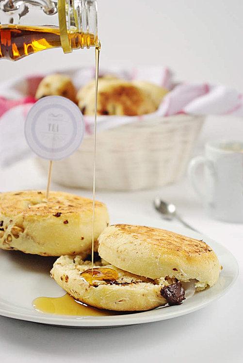 Muffins anglais au sirop d'érable, noix et pépites de chocolat Muffins anglais au sirop d'erable, noix et pépite-copie-4