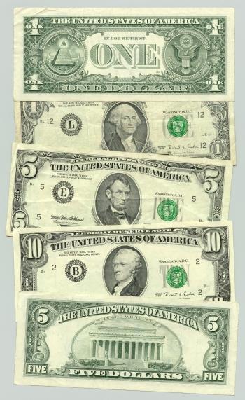 US-Dollar-USD-10-5-1-bills-Greenbacks-worn-front-and-back-ANON