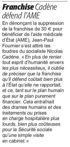 Midi Libre : « Franchise, Cadène défend l’AME »