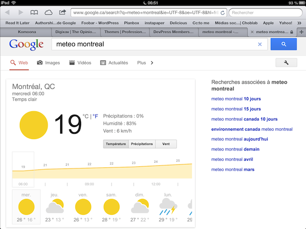 ipad meteo google Google: un nouveau widget météo pour les tablettes iOS et Android