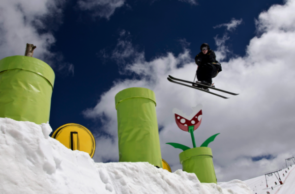 mario-ski-alpes Un snowpark Super Mario dans les Alpes