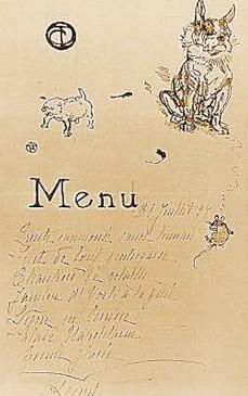 menu la souris,toulouse Lautrec