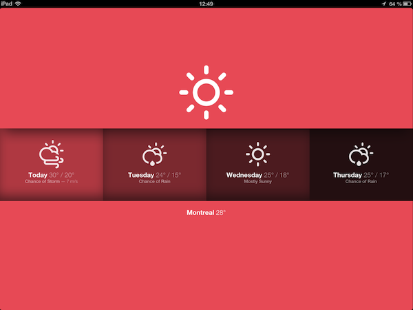sun ipad meteo 2 iPad   iPhone : Sun, une superbe application Web météo