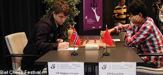 Echecs ronde 7 : Wang Hao (2739) 0-1 Magnus Carlsen (2837) © site officiel