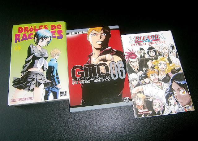 Mes derniers Achats Manga : Drôle de racailles tome 14, GTO Shonan 14 days tome 6 et Bleach Official Bootleg