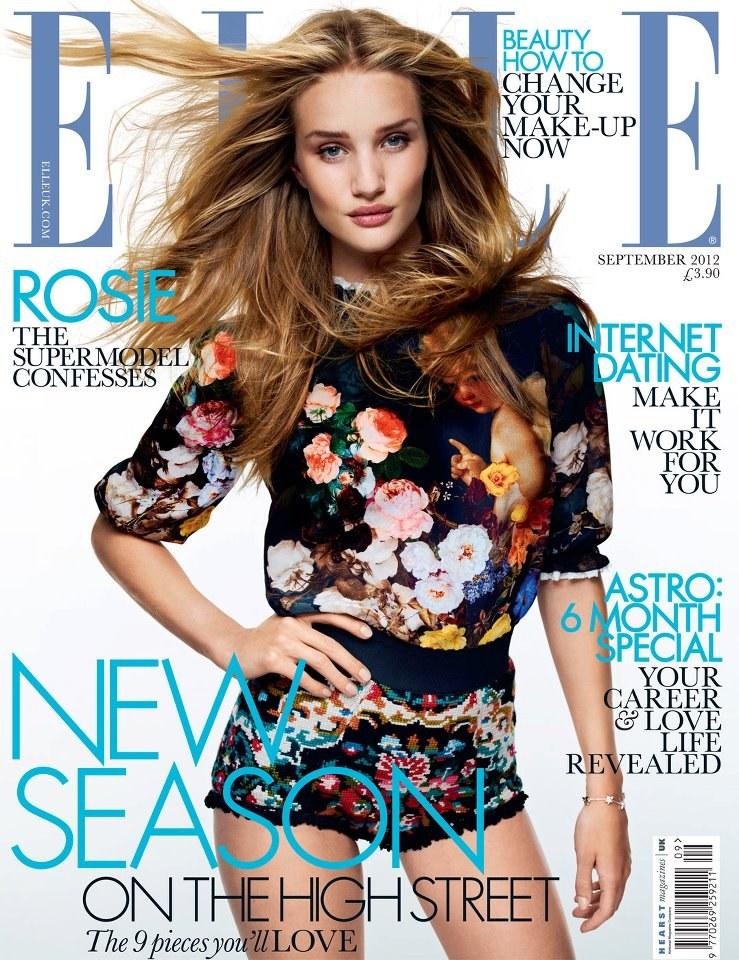 Covers of the Week rosiecover Rosie Huntington Whiteley Dons Dolce & Gabbana for Elle UKs September 2012 Cover
