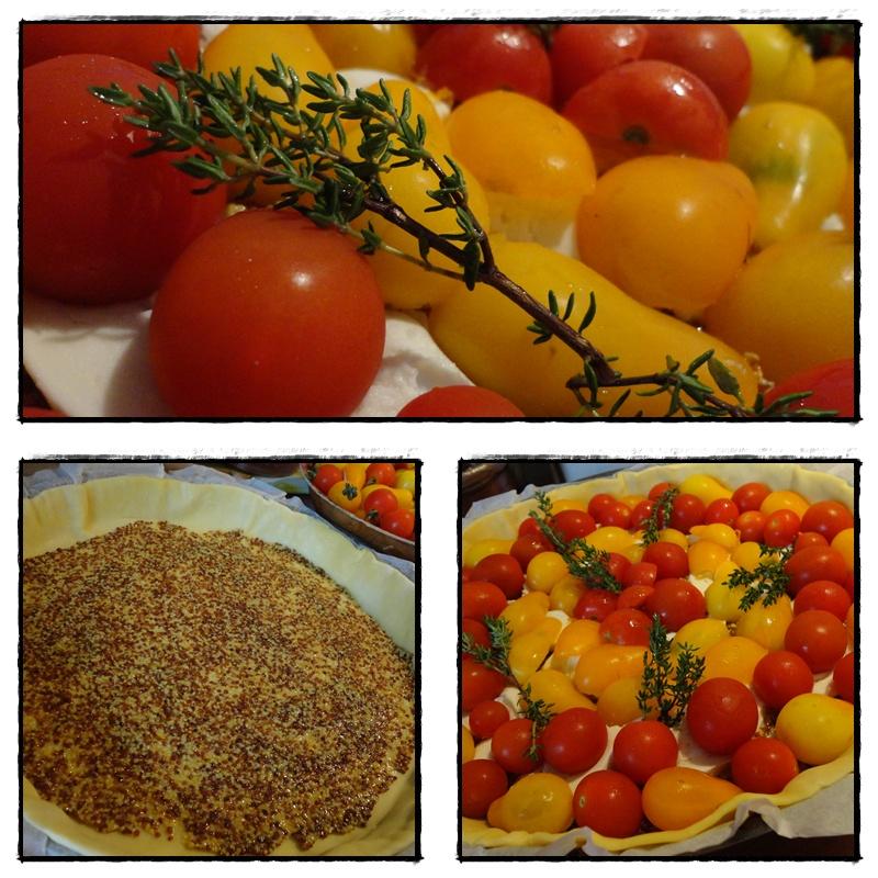 Tarte de tomates cerises au thym