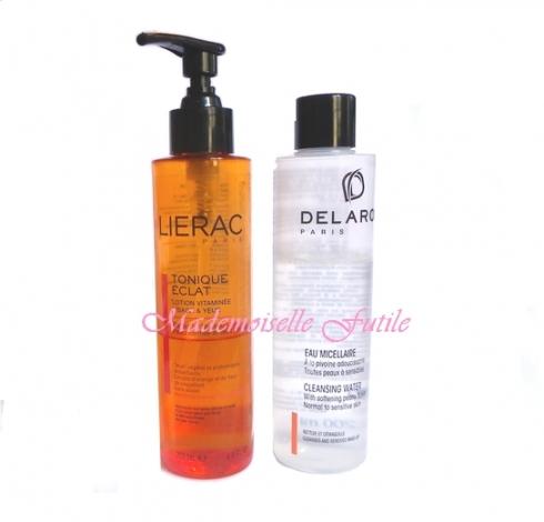 tonic eclat lierac eau micellaire delarom Mon rituel soin du soir… Plein de légereté et de douceur!