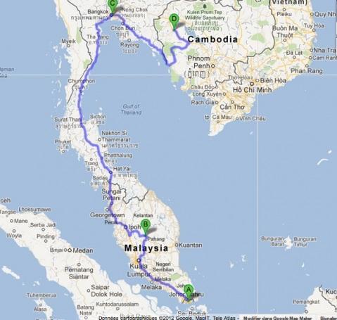 Itinéraire complet Suisse-Cambodge
