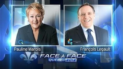 Élections Québec 2012 - Le débat des chefs- Pauline Marois contre François Legault...