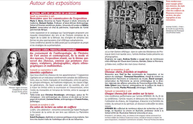 Cheveux chéris - Musée Quai Branly 18 sept- 14juill Cheveux chéris - Musée Quai Branly 18 sept- 14juill