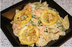 SONY DSC Farfalles aux asperges vertes et crevettes