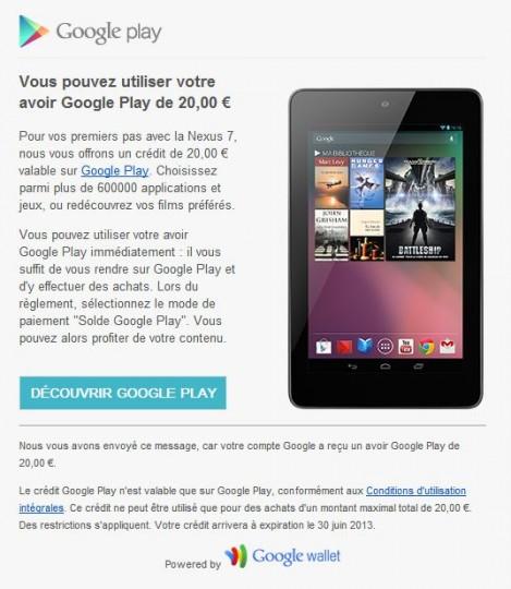 Comment avoir vos 20 € offerts sur le Play Store