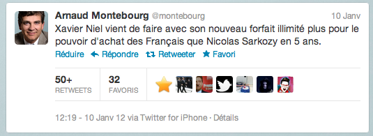 115729-tweet-montebourg-free Free mobile : 84 €/an de pouvoir d’achat en plus