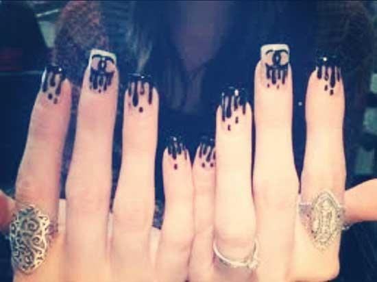 Les ongles pluie noire Chanel by Khloé Kardashian (hum hum)