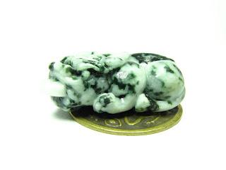 Pi Xiu en jade vert et blanc