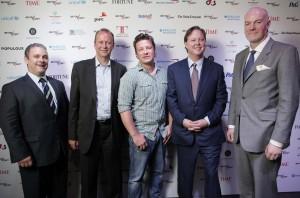 Beyond Sport Conference 2012 Beyond Sport Conference NASCAR CEO Brian France With Michael Lynch Jamie Oliver Robin Peterson Paddy Harverson 300x198 Les plus grands noms du sport à la première du Bloomberg Sports Business