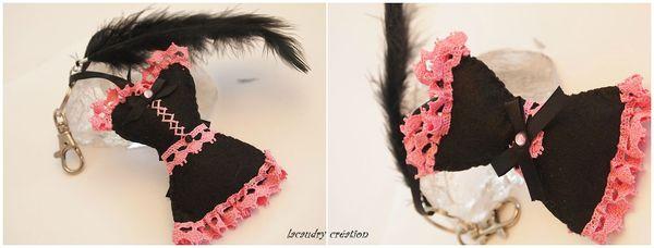 Une commande tres glamour qui est partie porte clefs corset en noir et dentelle rose
